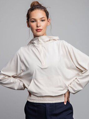 Butter Quarter Zip Hoodie With Kangaroo Pocket